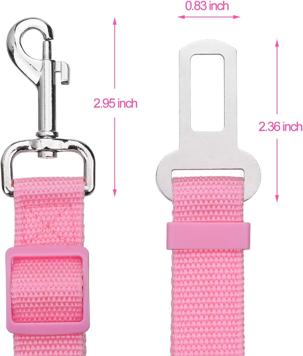 2-Pack Adjustable Dog & Cat Car Seat Belts – Pet Safety Accessories (Black & Pink)