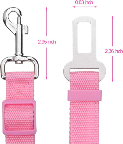 2-Pack Adjustable Dog & Cat Car Seat Belts – Pet Safety Accessories (Black & Pink)