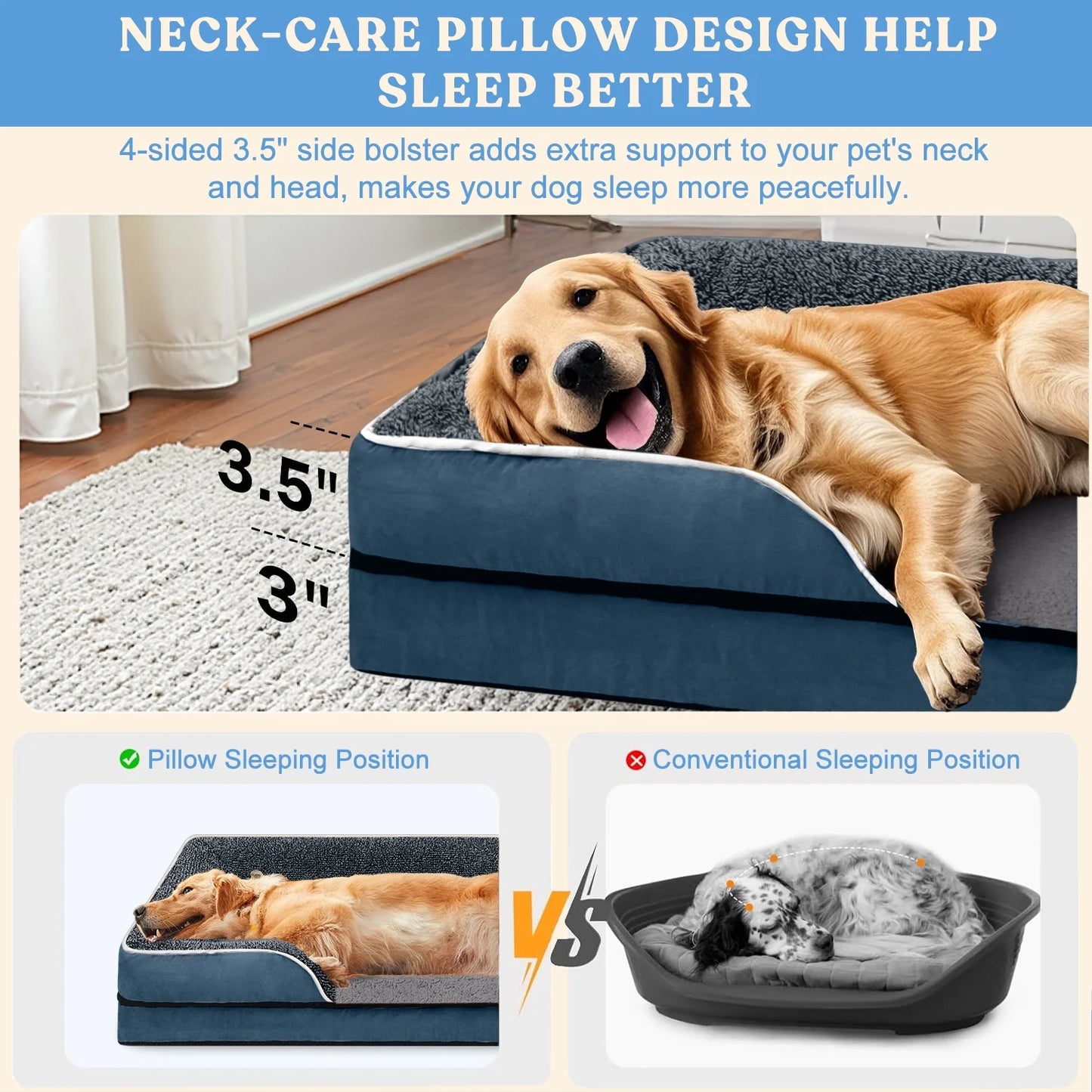 Orthopedic Dog Sofa Bed – Supportive Pet Bed for Small, Medium & Large Dogs | Removable & Washable Cover, Plush Comfort (Sizes S–XL)